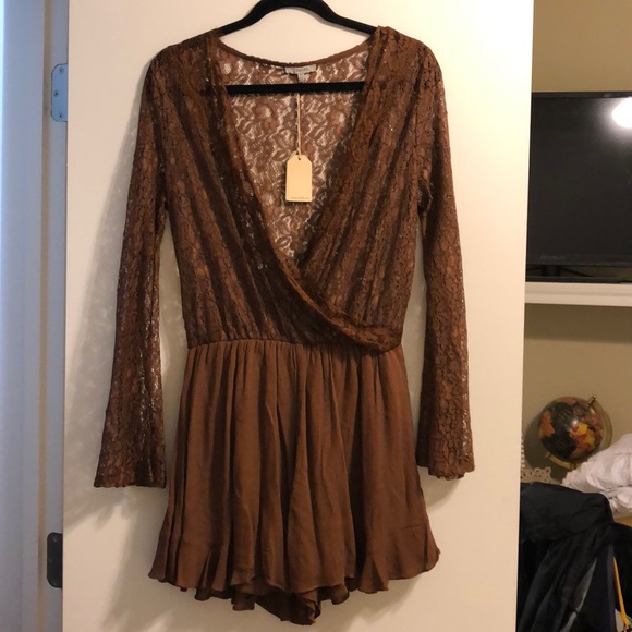 NWT Lace Brown Romper - Picture 2 of 5